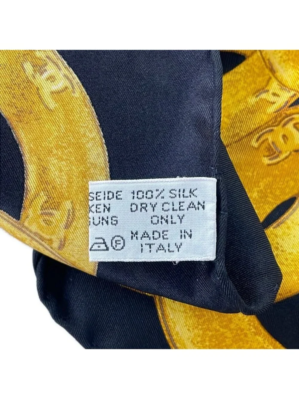 Chanel Scarf Black Dark Yellow Multi CC Logo